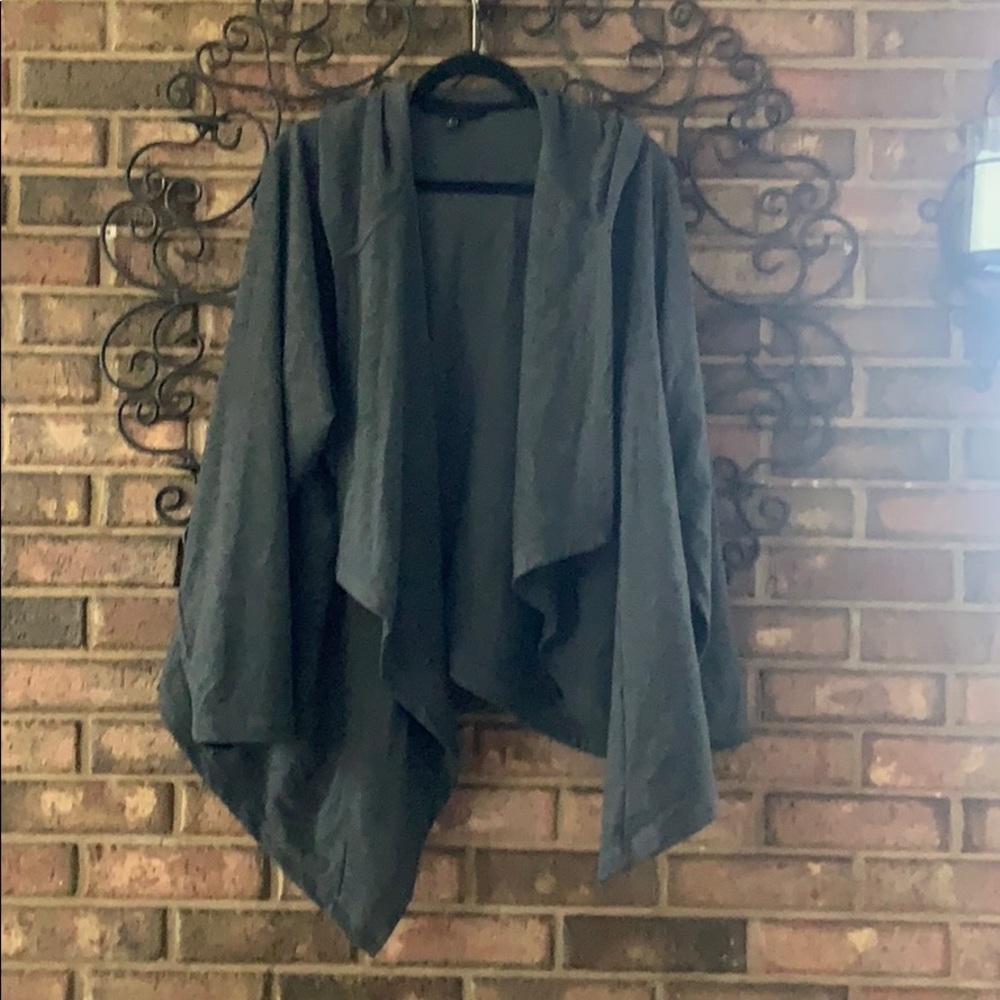 Hooded, waterfall front jacket